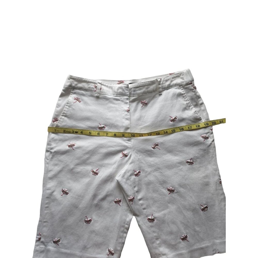 BRIGGS New York Women's Petite Embroidered Dragonfly Bermuda Shorts White 10P‎ - Picture 10 of 12